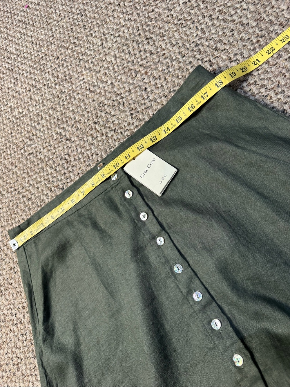 High-Rise Button-Front A-Line Maxi Skirt - Green - Picture 9 of 11